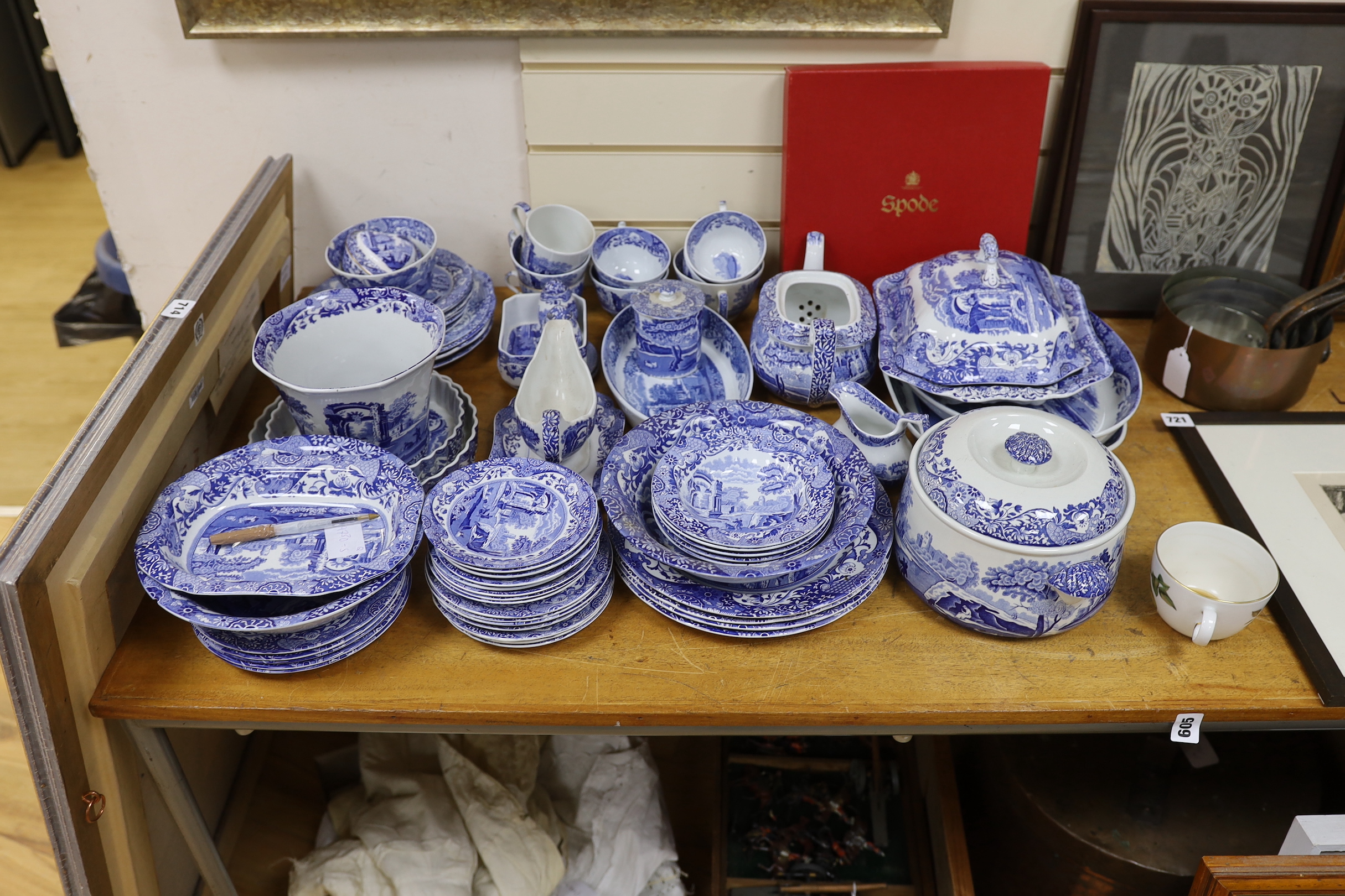 A Spode Italian blue and white part dinner and tea service